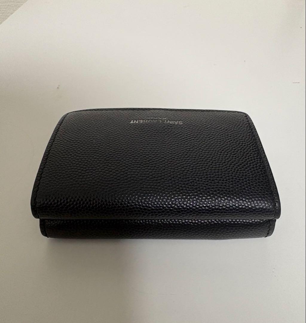 SAINT LAURENT Black ミニウォレット キャビアスキン