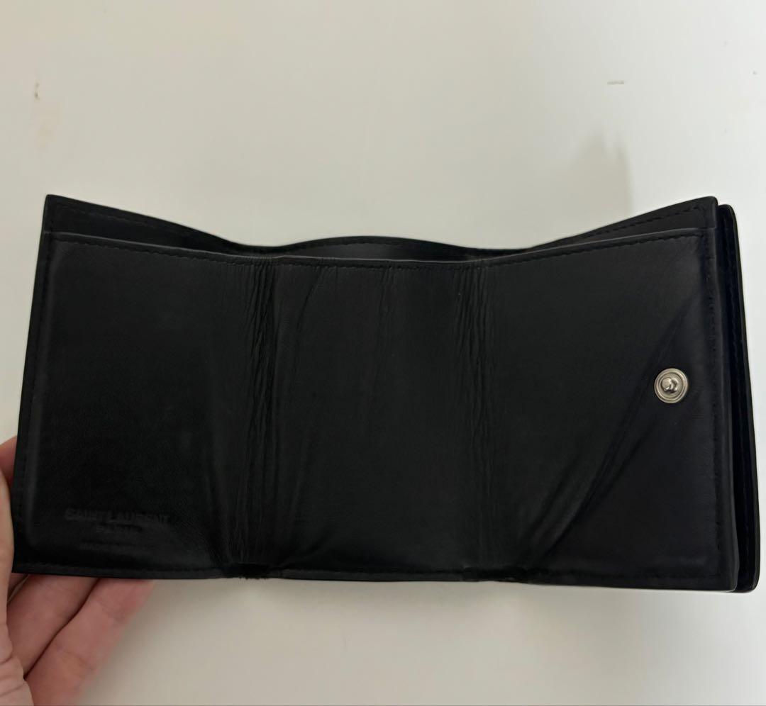 SAINT LAURENT Black ミニウォレット キャビアスキン