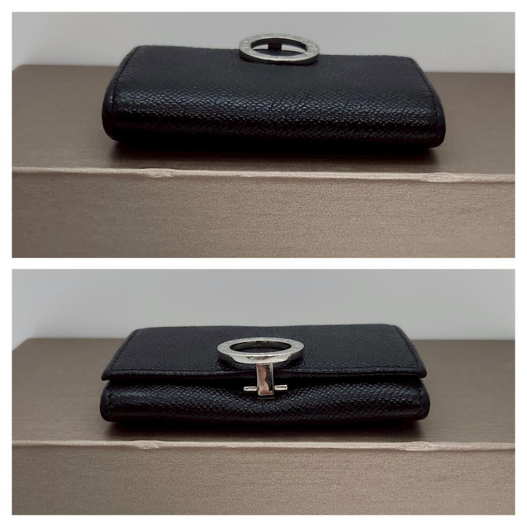 極美品 BVLGARI ブルガリ ロゴクリップ ケース ブラック　レザー