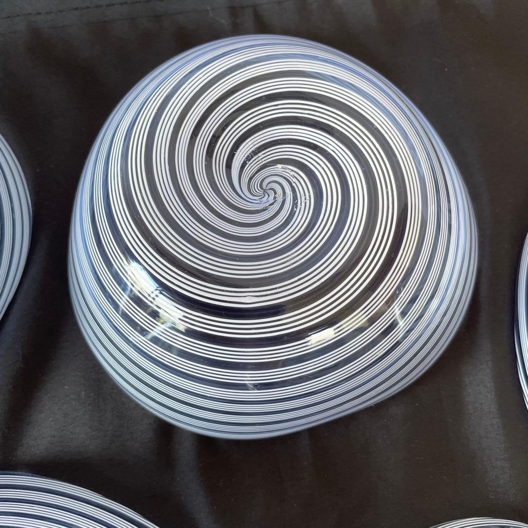 ヴェネチアングラス　　　　　　　　　渦巻き模様の透明ボウル5個セット