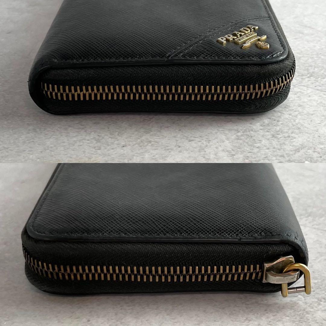 PRADA サフィアーノ ラウンドファスナー プラダロゴ 長財布 ブラック 黒