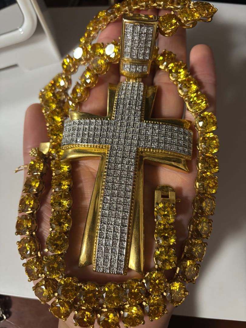 pimpcode 特大クロストップ ネックレス b-boy ロングテニスチェーン