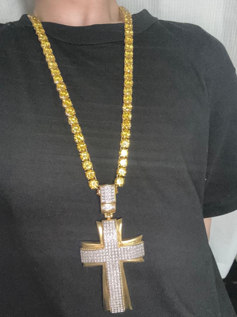 pimpcode 特大クロストップ ネックレス b-boy ロングテニスチェーン