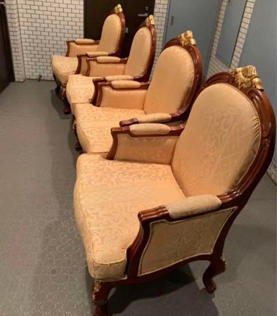 クラシック・ジャカールチェア4脚＆冨士フジファニチャーテーブルセット