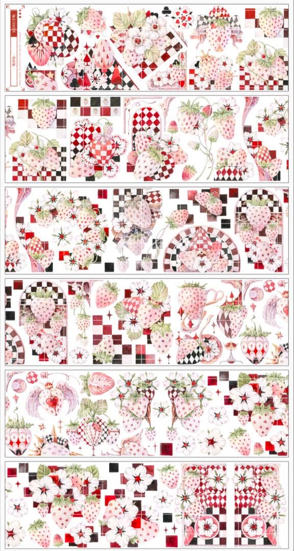 【バラ売りOK】苺＆花柄マスキングテープ 巻売り 3個セット