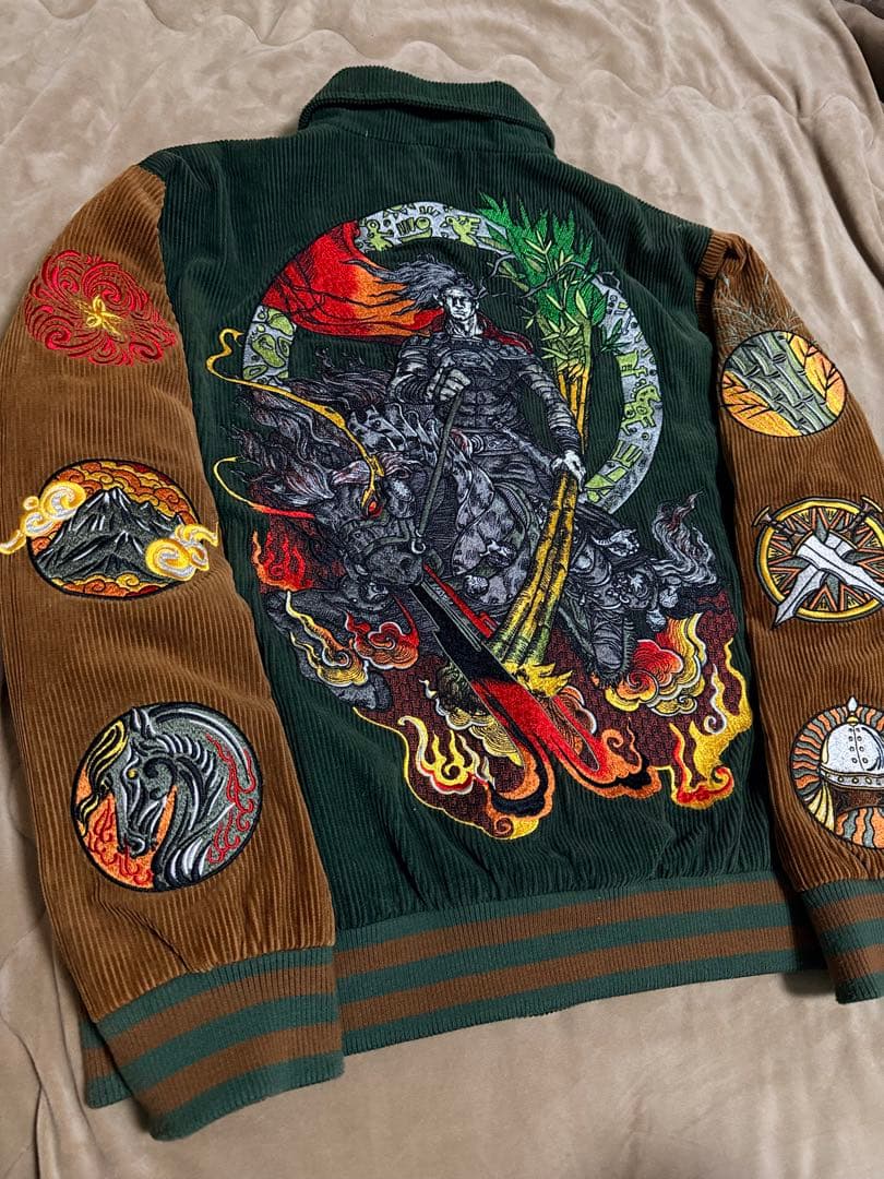 未使用近 別珍 vintage 騎兵将軍 馬 スタジャン スカジャン