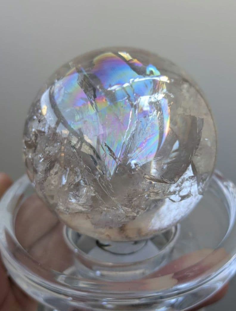 スフィア　ローズクォーツ　スモーキークリアクォーツ　丸玉　虹　アイリスクォーツ