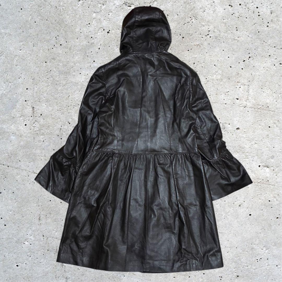 美品 Vintage ダッフル 羊革 ラムレザー ジャケット ロング イタリア製
