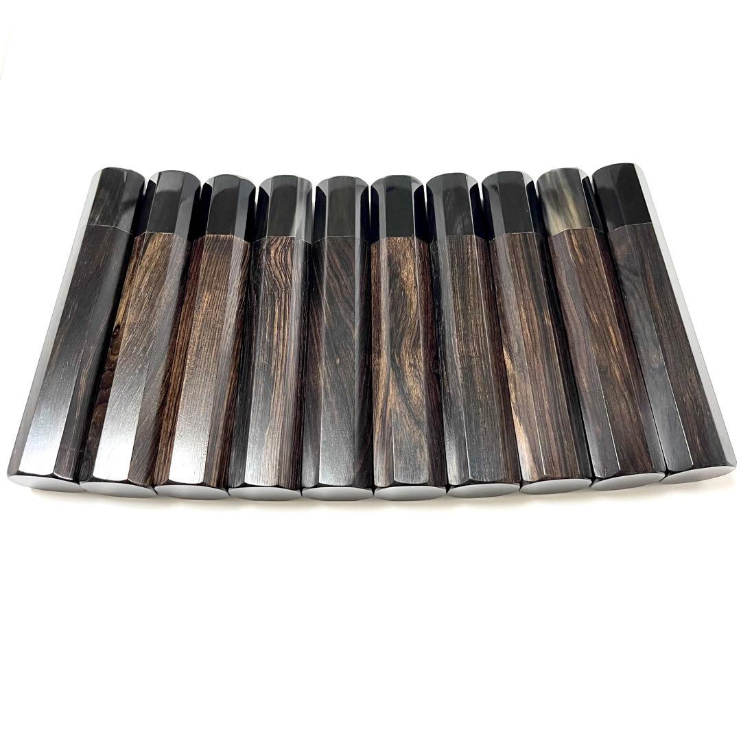10本セット 黒水牛角 身卸出刃8寸 手作り 包丁柄 出刃240 黒檀八角柄