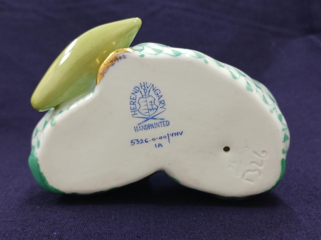 〔値下げ‼〕【HEREND】ヘレンド/フィギュリン うさぎペア　グリーン