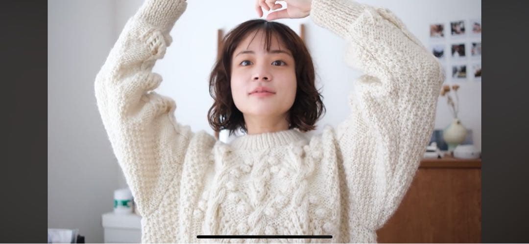 yuni ネパールハンドニット　オーバーサイズプルオーバー　アイボリー