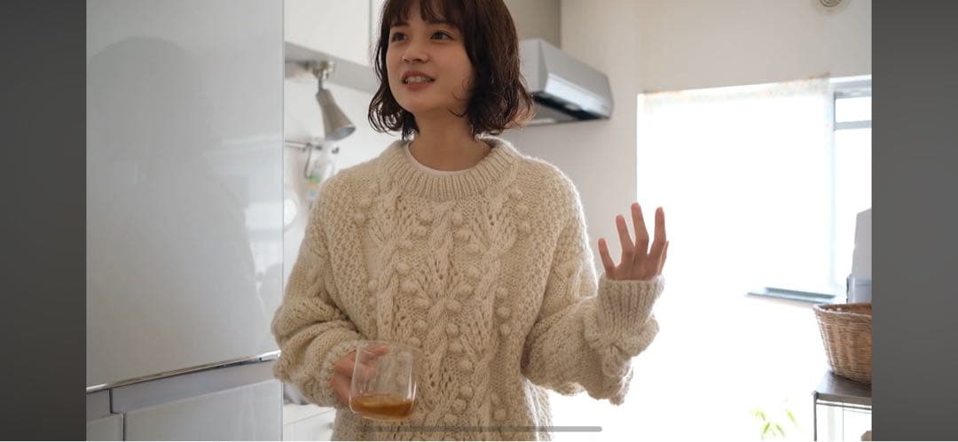 yuni ネパールハンドニット　オーバーサイズプルオーバー　アイボリー