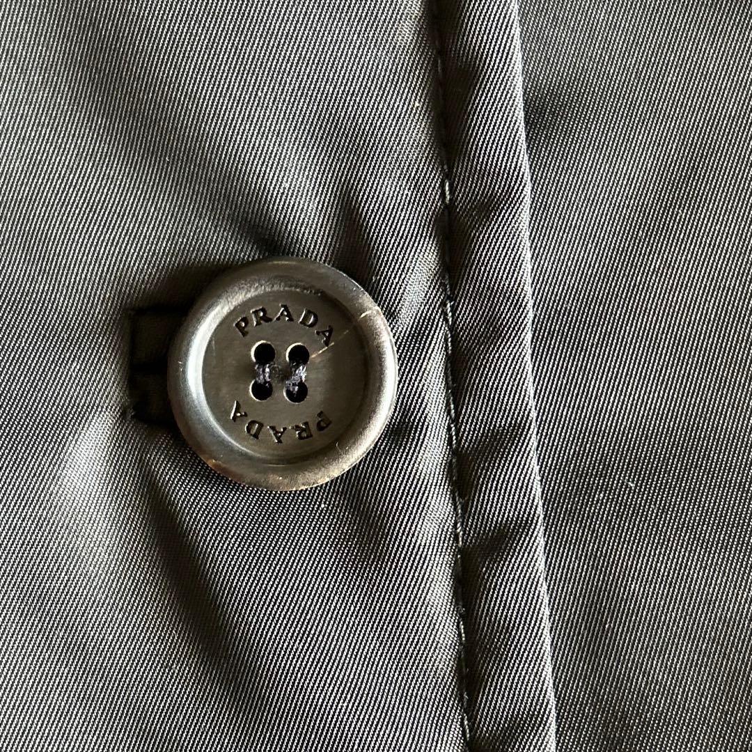 PRADA ブラック　ナイロン　ロングコート　ステンカラー　後ろ襟ロゴあり　42