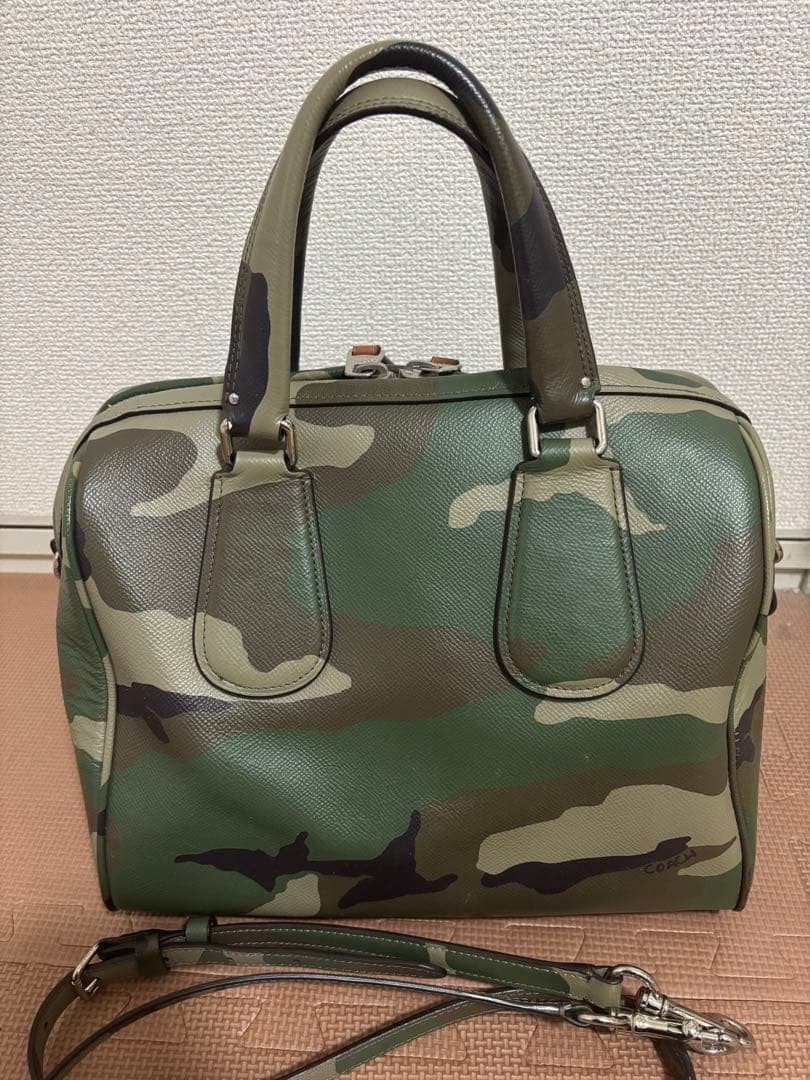 COACHコーチ サリーサッチェル カモフラージュ 2WAYバッグ 迷彩 レザー