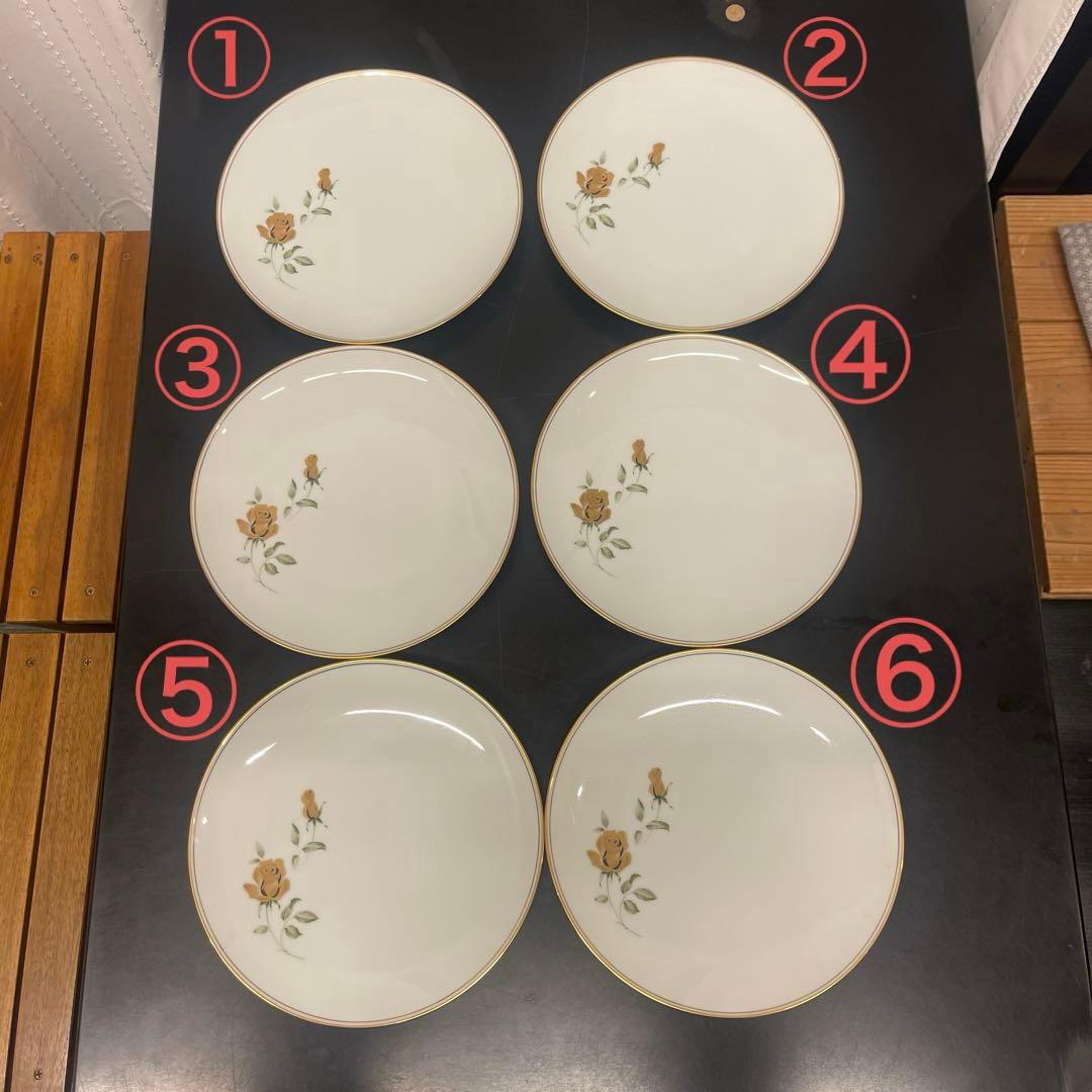 【Noritake】PRIMADONNA 薔薇柄 金彩 プレート 6枚セット