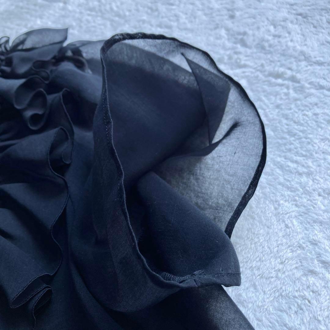 新品タグ ユナイテッドアローズ LUXURY オーガンジーフリルブラウス 黒