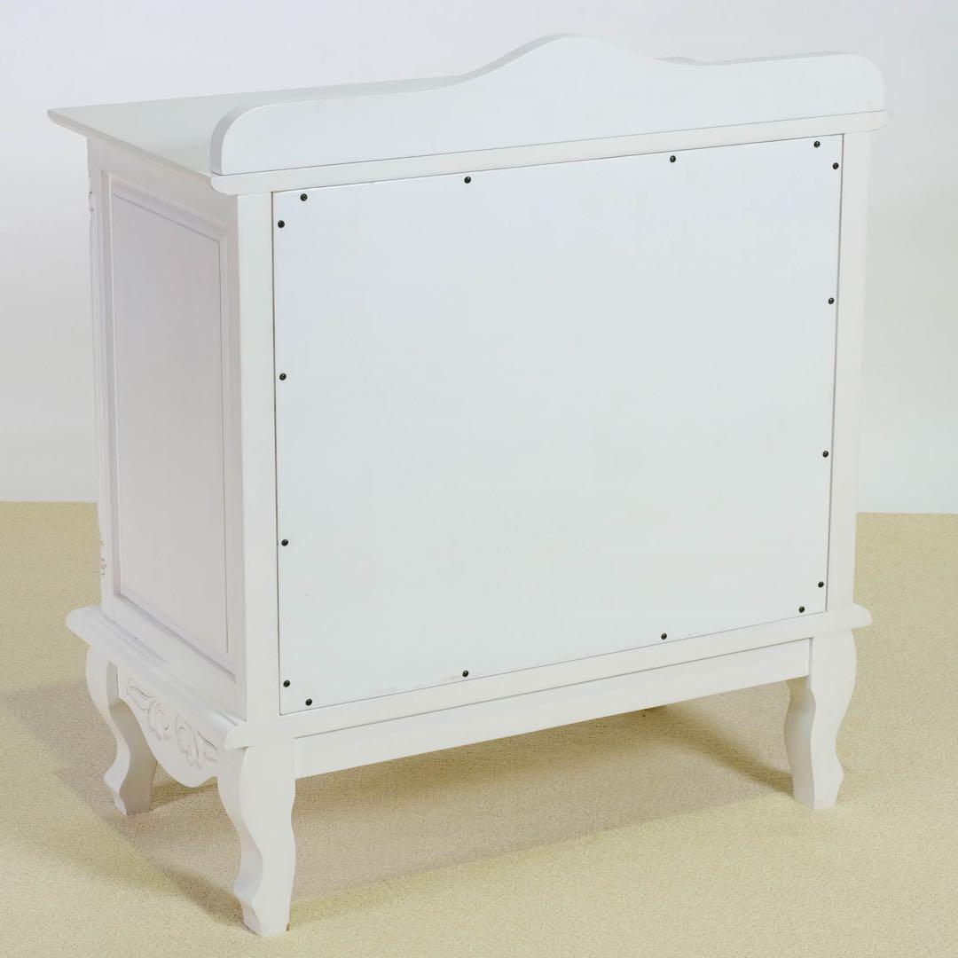 H新品 アンティーク調 キャビネット 75 白リビング収納 飾り棚 サイドボード