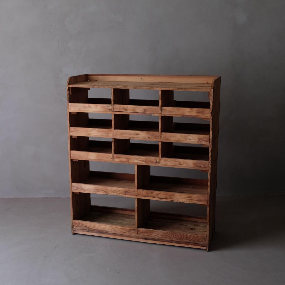 杉材 マス目収納棚　飾り棚 シェルフ ラック 古家具 古道具 アンティーク