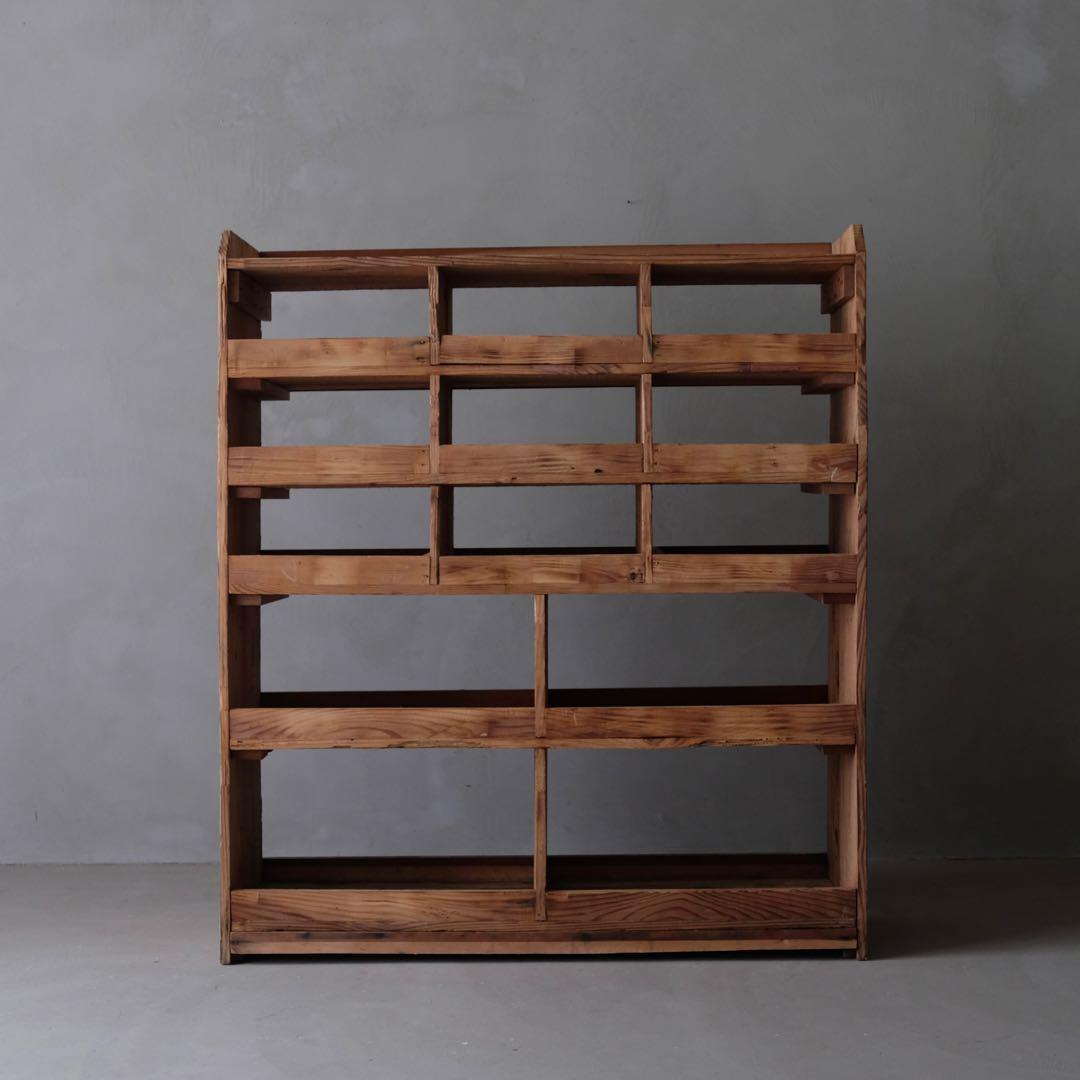 杉材 マス目収納棚　飾り棚 シェルフ ラック 古家具 古道具 アンティーク