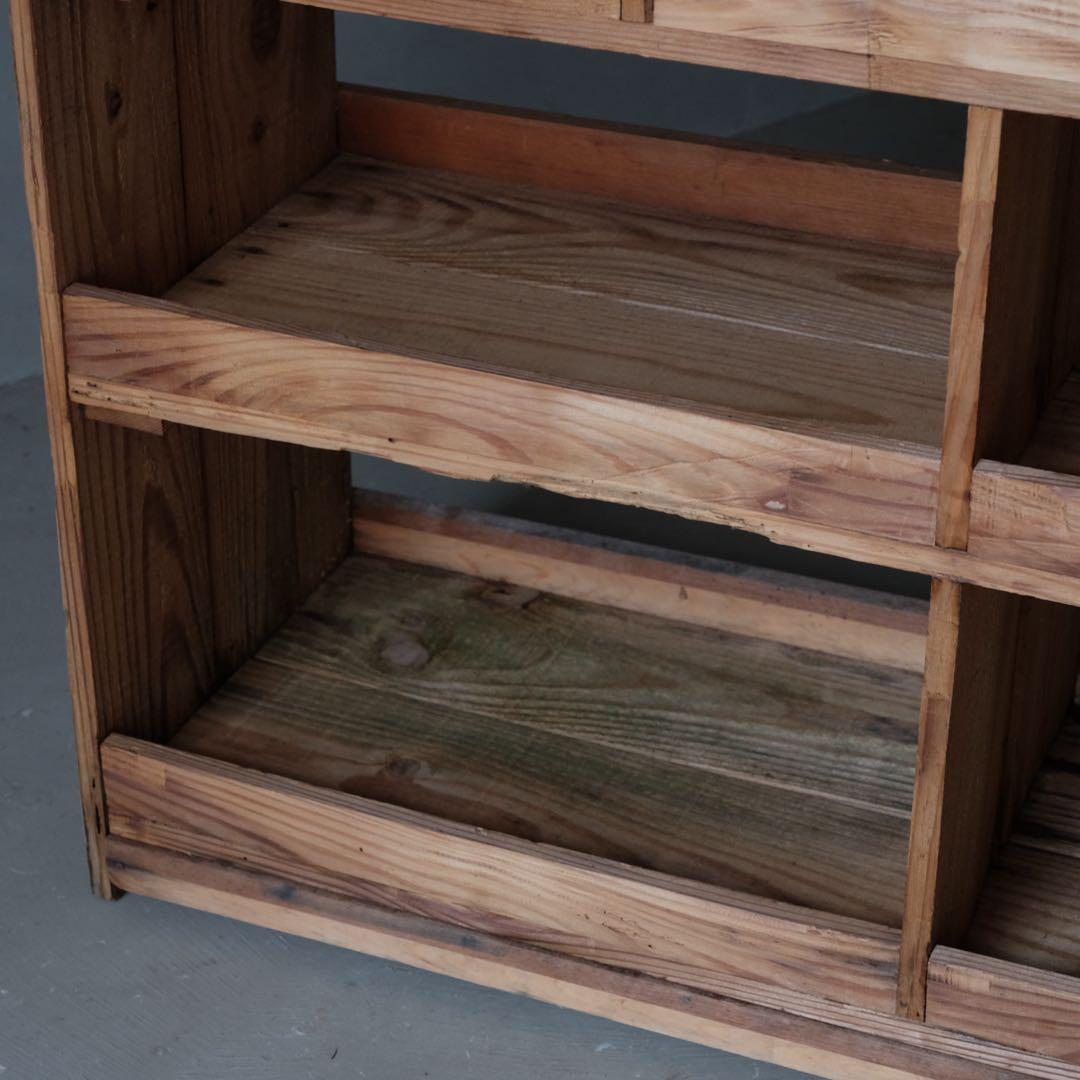 杉材 マス目収納棚　飾り棚 シェルフ ラック 古家具 古道具 アンティーク