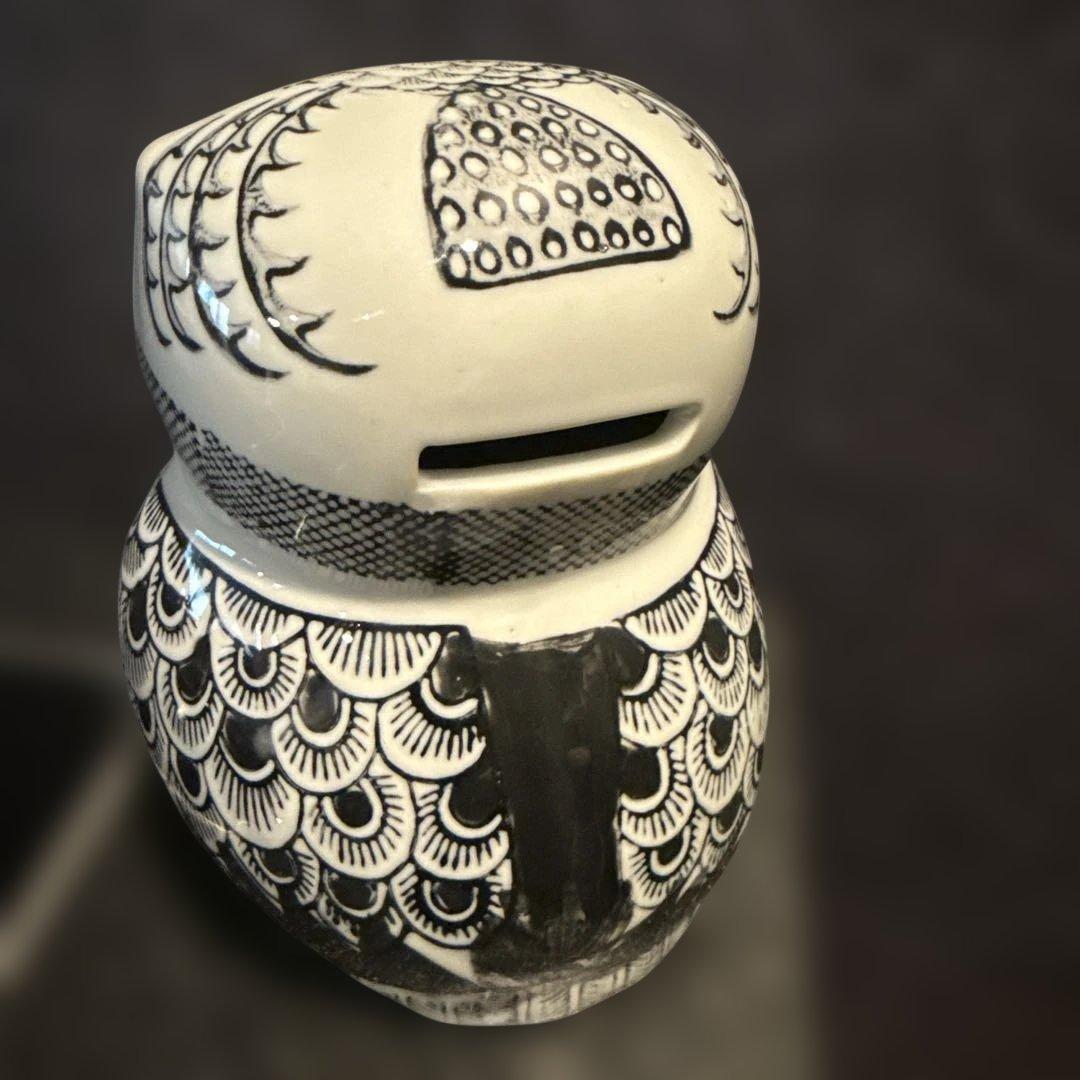 陶器　フクロウの貯金箱　インテリア