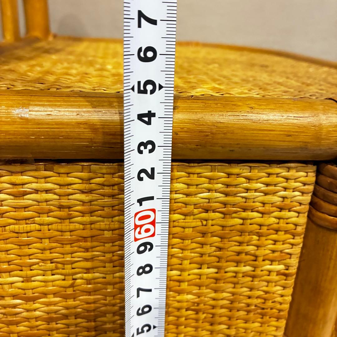 昭和レトロ ラタン 藤 電話台 引き出し 棚