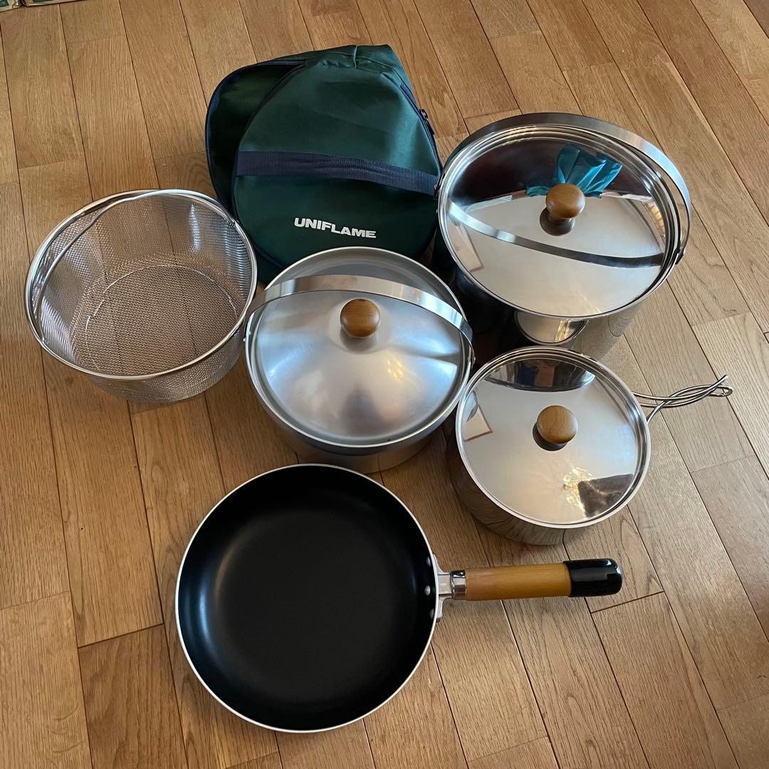 ユニフレーム　fan5DX ステンレス、アルミ調理器具セット　美品