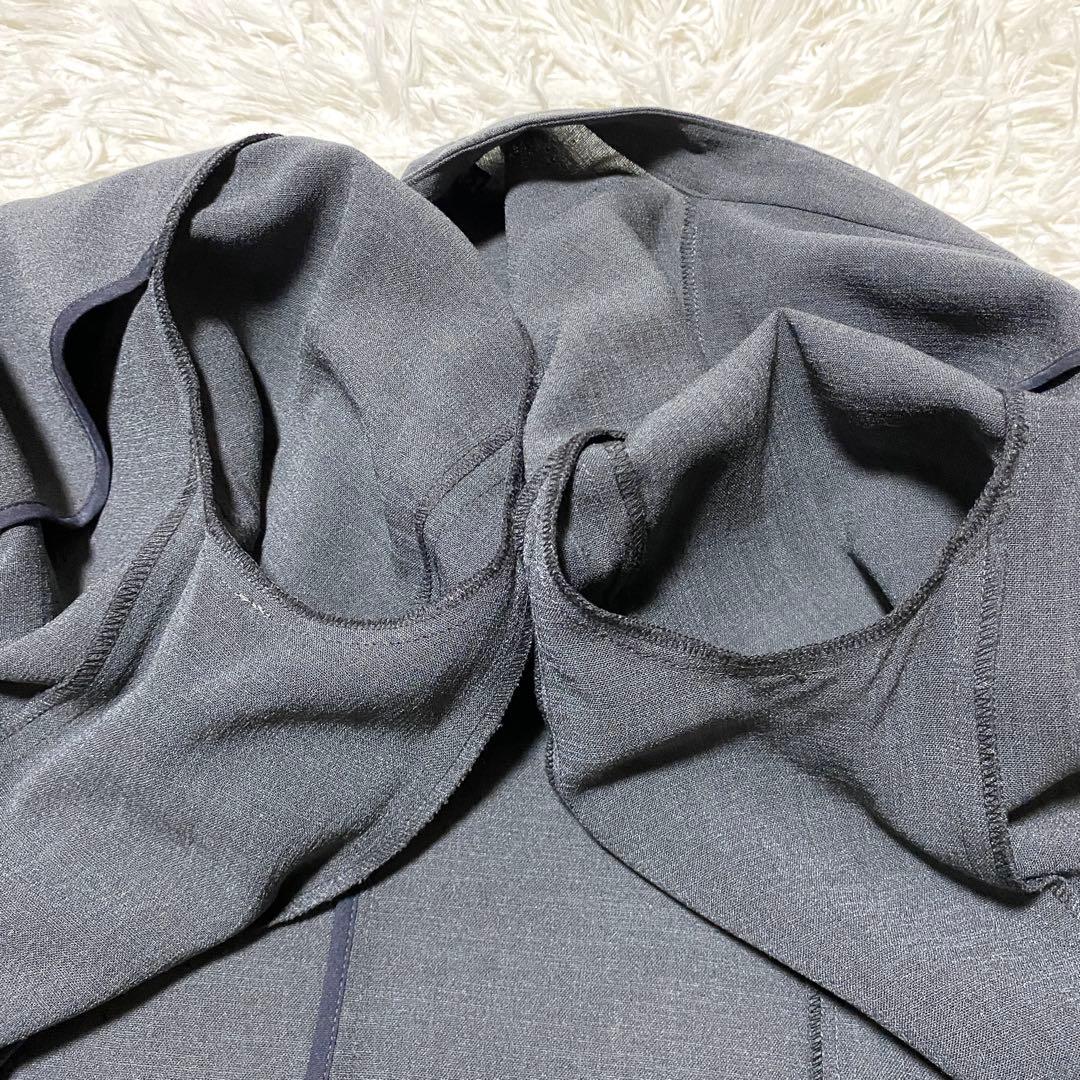 美品✨Indivi スーツ セットアップ ノーカラー グレー ジャケット パンツ
