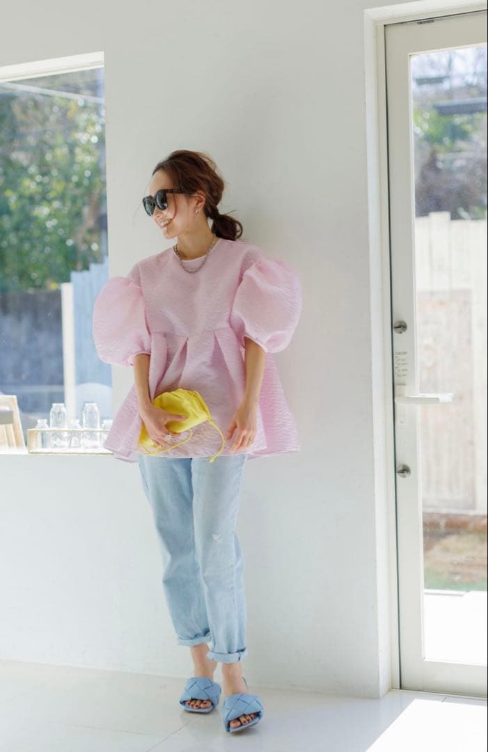 ♡一度のみ♡ ブルレア　シルキージャガードブラウス　ピンク38