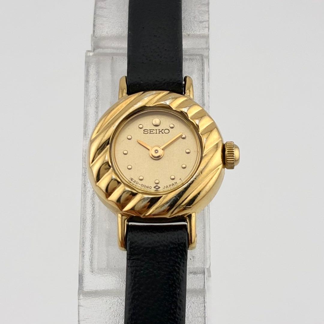 【美品/希少/電池交換済】SEIKO　腕時計　クォーツ　ゴールド　ブラック　QZ