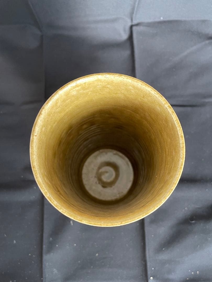 加藤春鼎 作 黄瀬戸 花入 共箱付き 新品未使用 陶器 花瓶 茶道具