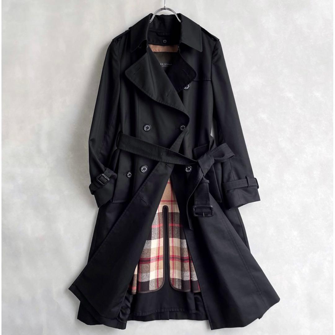 美品✨マッキントッシュロンドン　トレンチコート　38 黒　チェックライナー付き