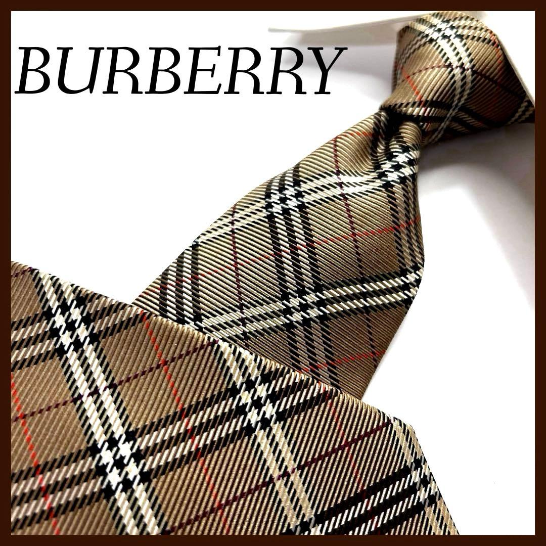美品 バーバリー ロンドン ネクタイ シルク バーバリーチェック ノバチェック
