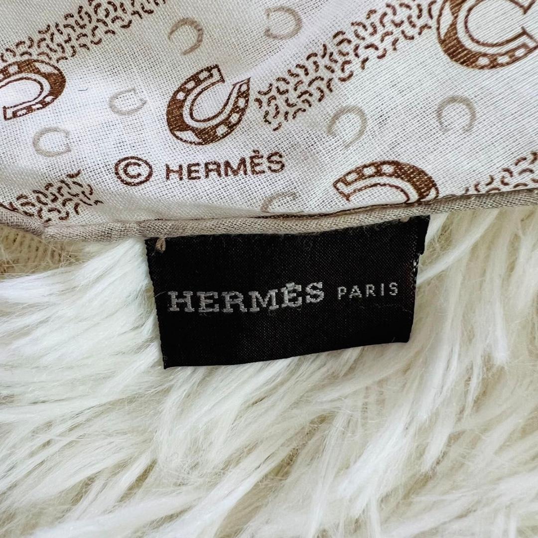 HERMES エルメス ロサンジュ　カレ スカーフ ホワイト コットン