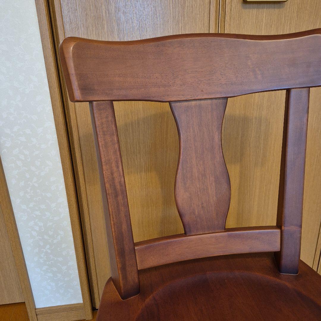ブラウン 木製ダイニングチェア　回転式