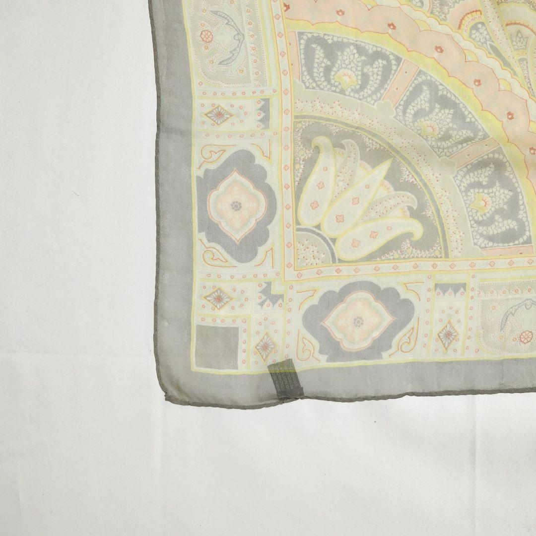 美品 ★ETRO★ スカーフ 大判 シフォン ペイズリー柄 シルク グレー.