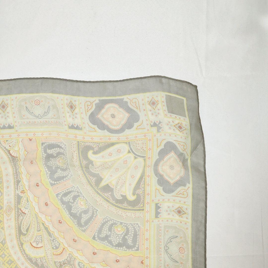 美品 ★ETRO★ スカーフ 大判 シフォン ペイズリー柄 シルク グレー.