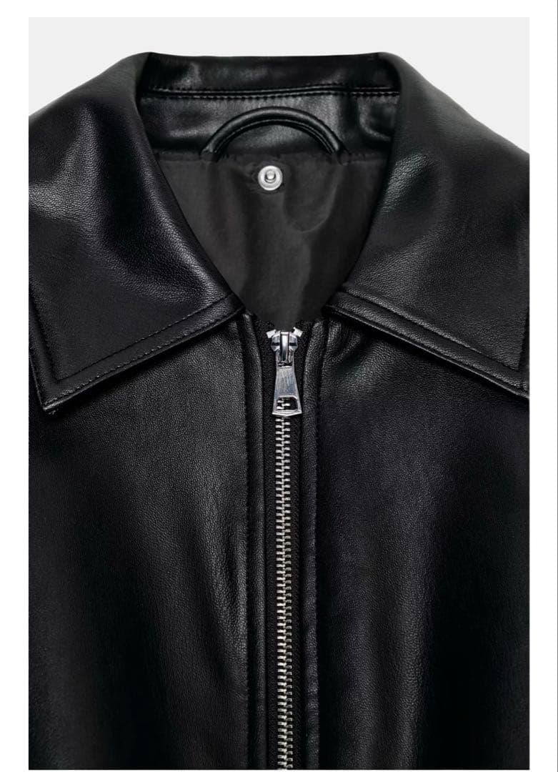 完売品⭐︎ZARA コントラストフェイクレザージャケット M ブラック