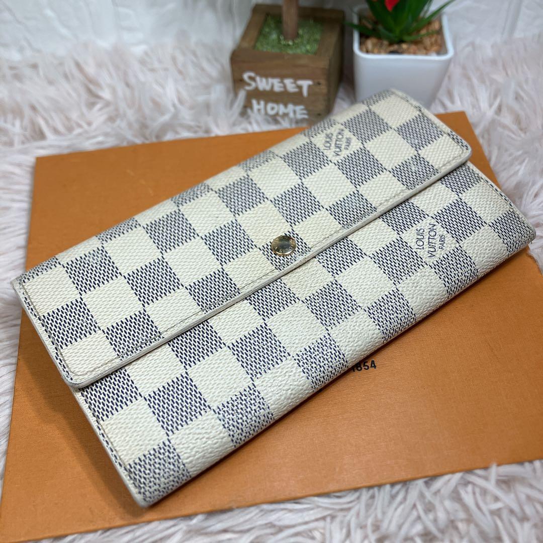 美品 ルイヴィトン ダミエ アズール ポルトフォイユ サラ レディース 長財布