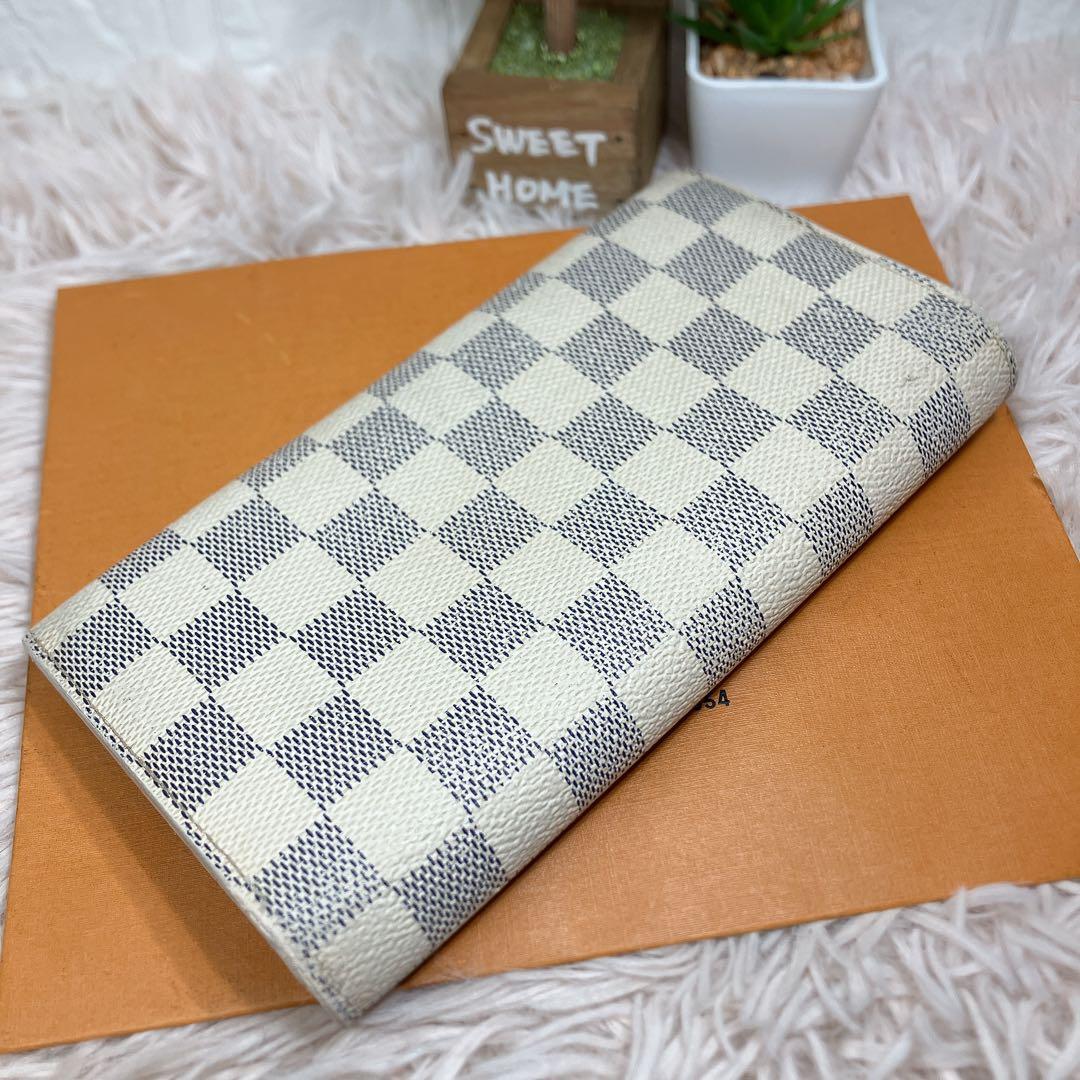 美品 ルイヴィトン ダミエ アズール ポルトフォイユ サラ レディース 長財布