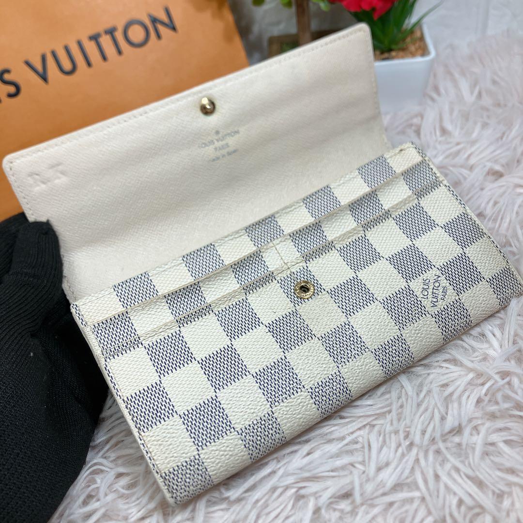 美品 ルイヴィトン ダミエ アズール ポルトフォイユ サラ レディース 長財布