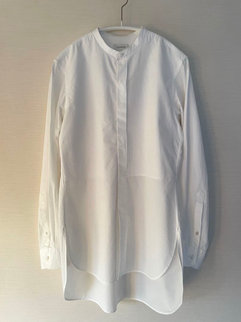 LEMAIRE コットンポプリン比翼バンドカラー長袖シャツ XS
