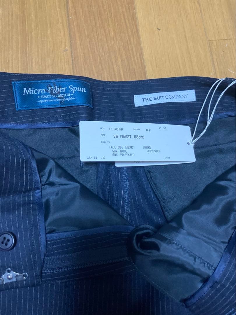 新品未使用　SUIT COMPANY 紺　ストライプ　パンツスーツ上下