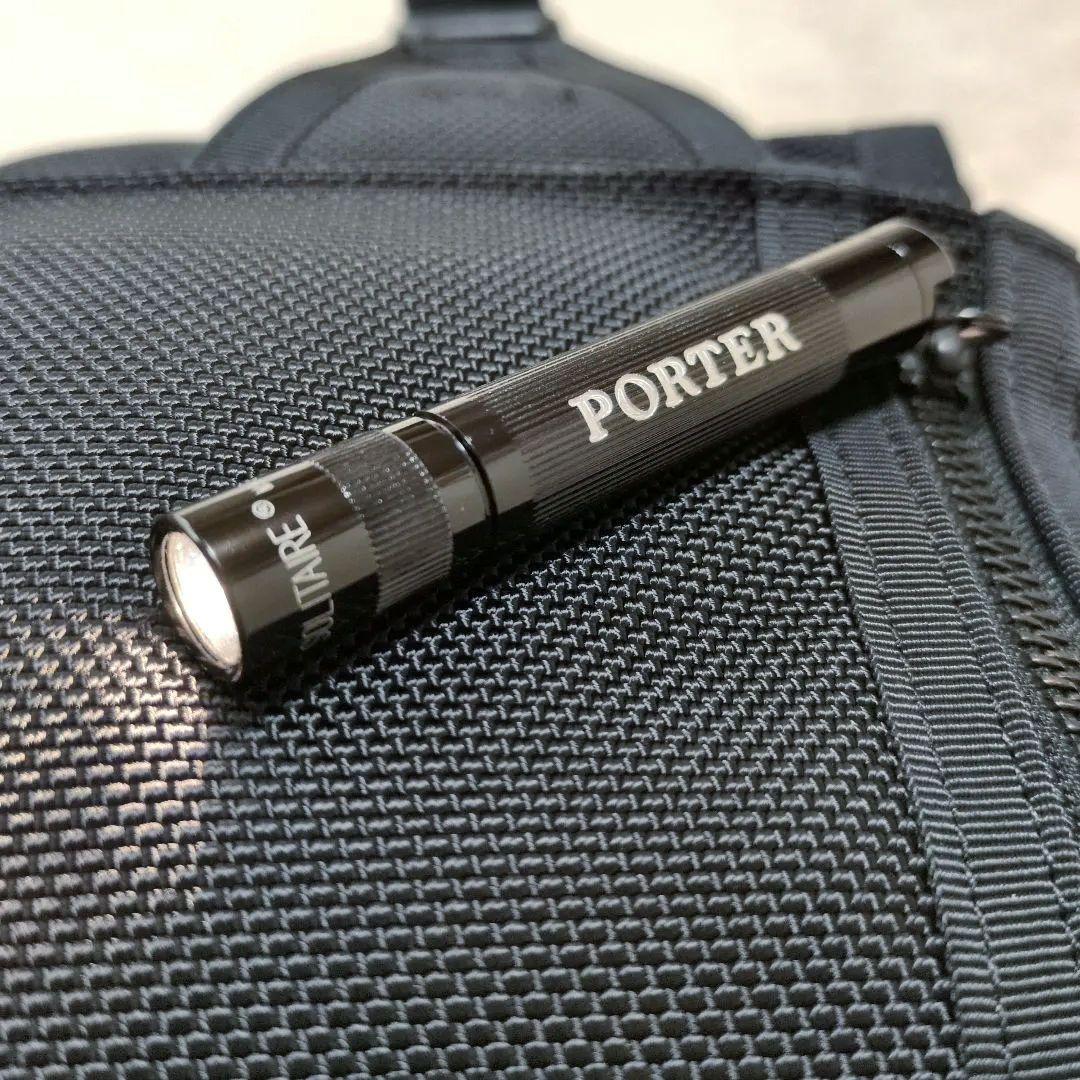 【超美品】PORTER　HEAT　ウエストバッグ　L　ブラック　マグライト付属