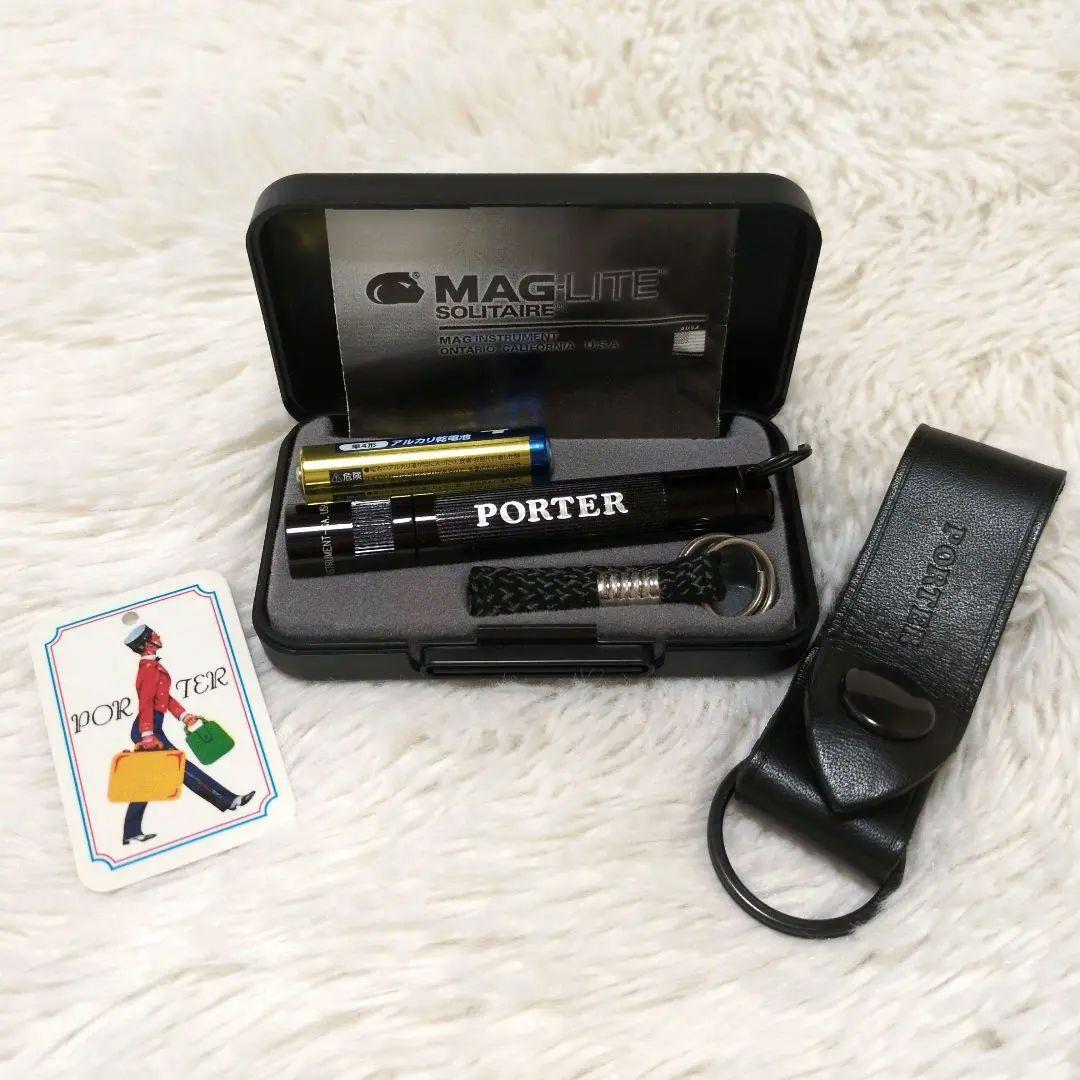【超美品】PORTER　HEAT　ウエストバッグ　L　ブラック　マグライト付属