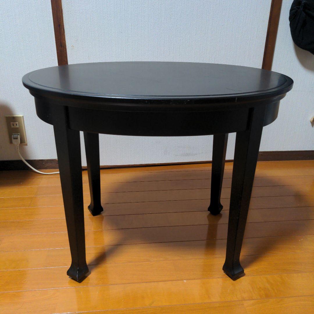 モリシゲ　ブラック楕円形テーブル 620x430x480mm