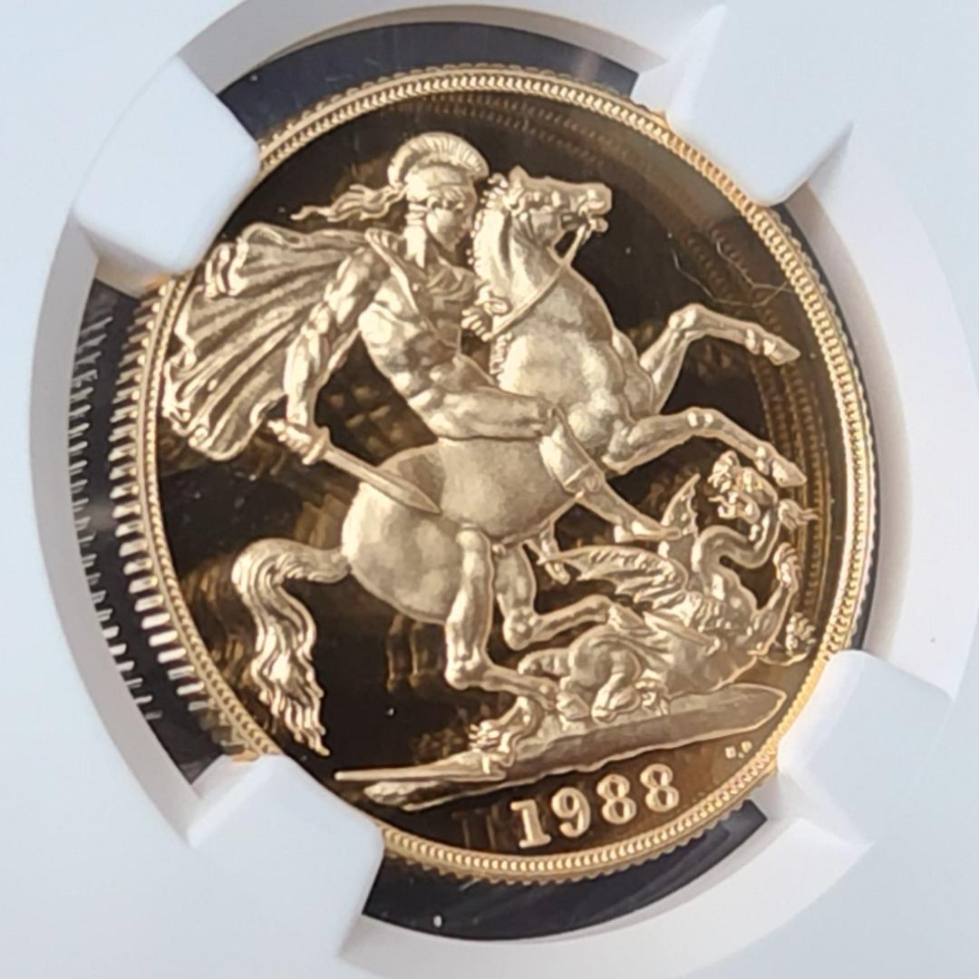 1988年/イギリス/PF70/ミドルエリザベス/金貨/2ソブリン/NGC