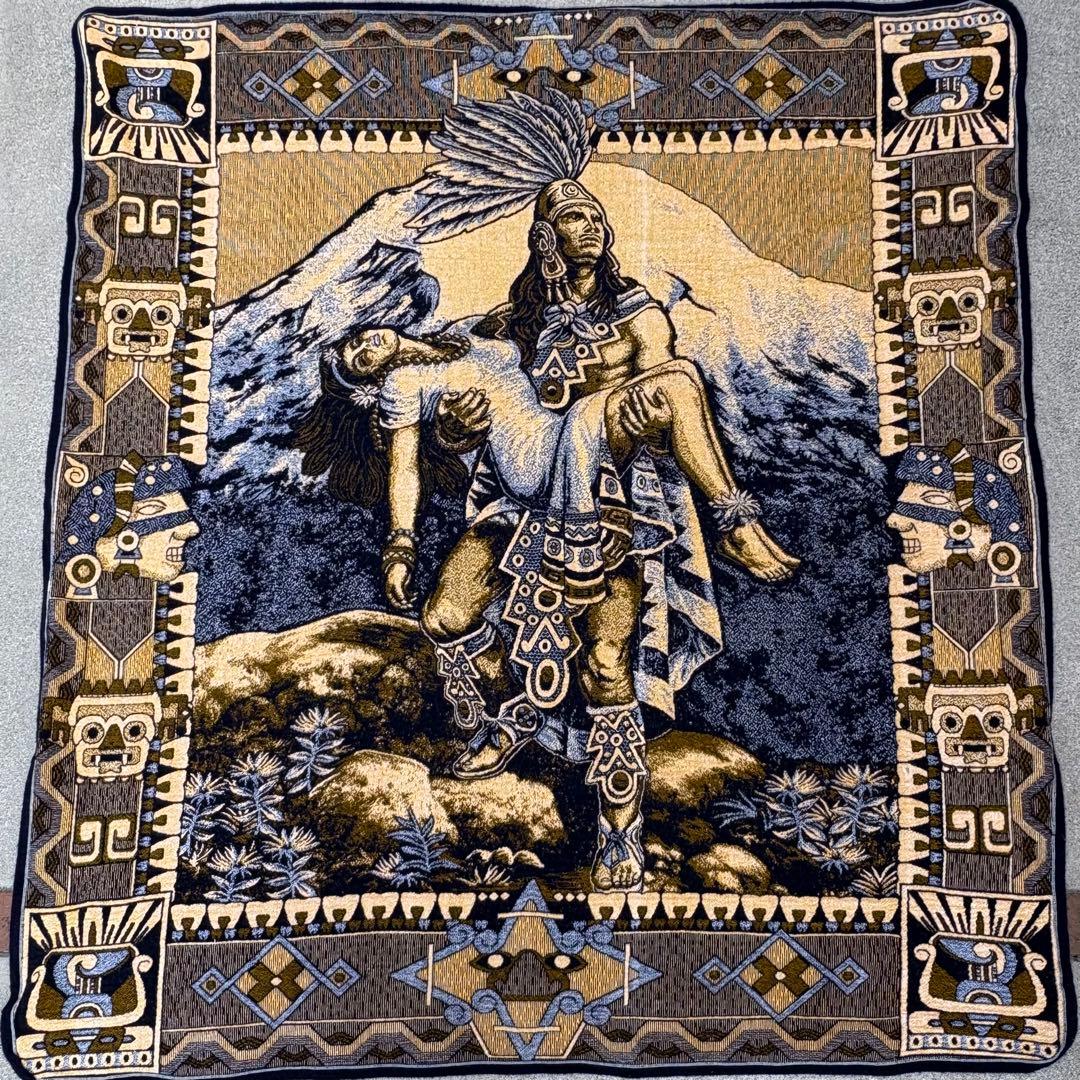 インディアンアート ラグ　ブランケット　182×212