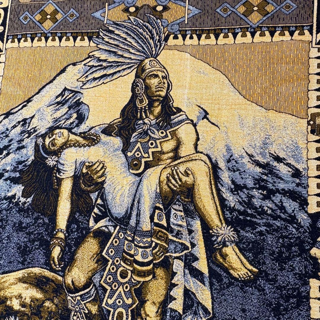 インディアンアート ラグ　ブランケット　182×212