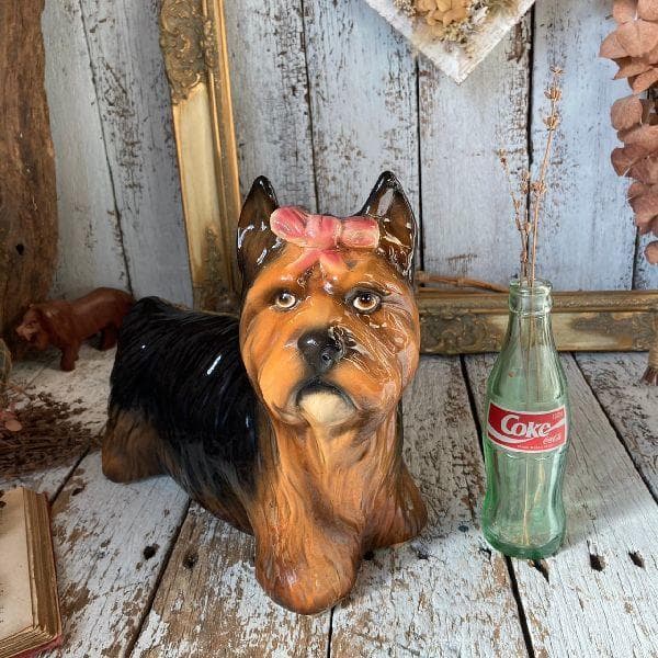 イタリア製 ヴィンテージ*陶磁器 ヨークシャーテリア フィギュリン*犬 置物